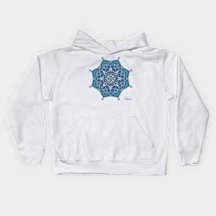 Blue Winter Garden Mandala Kids Hoodie